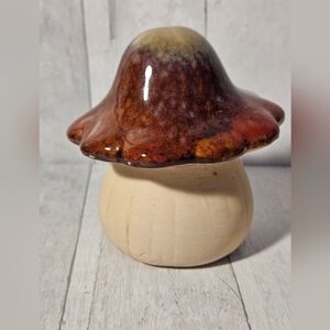Artisan Ceramic Mushroom Sculpture - Brown and Cream
